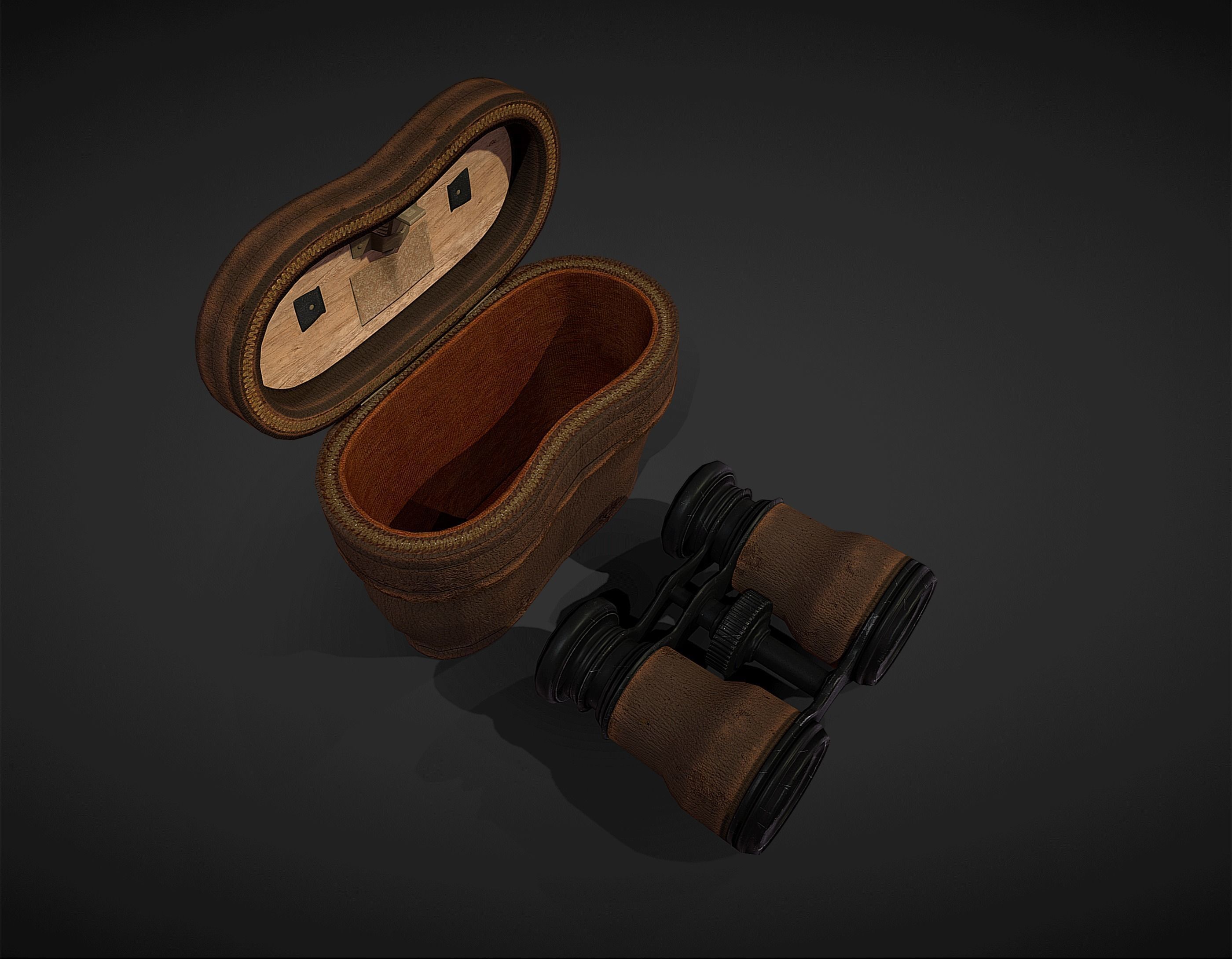 Antique Binoculars with Case - Low Poly Low-poly 3D model_9