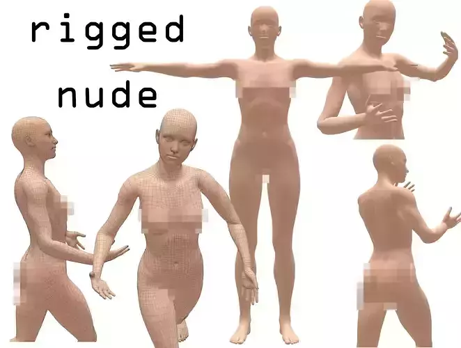 Nude Female Rigged 3D 2019 Base Female Naked Undressed Low-poly 3D model