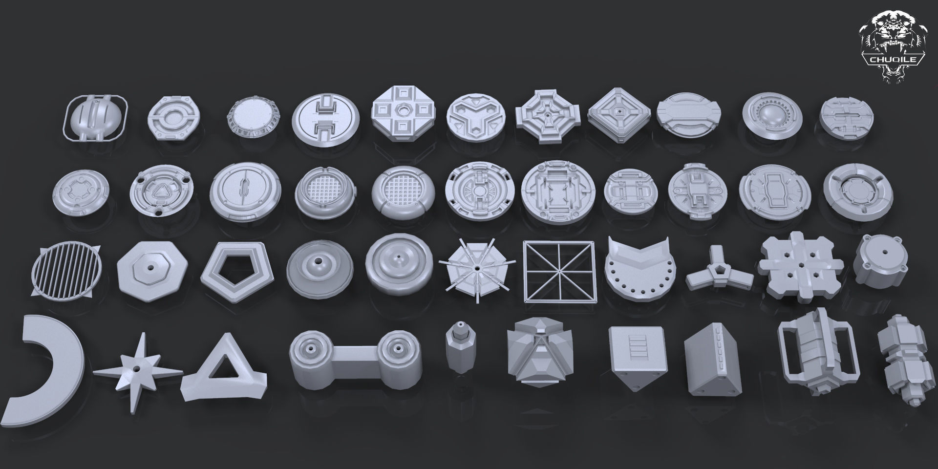 Hard Surface Sci-Fi Industrial KitBash 3 PACK Low-poly 3D model_10