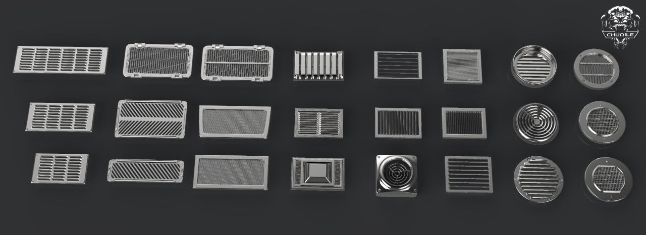 Hard Surface Sci-Fi Industrial KitBash 3 PACK Low-poly 3D model_5