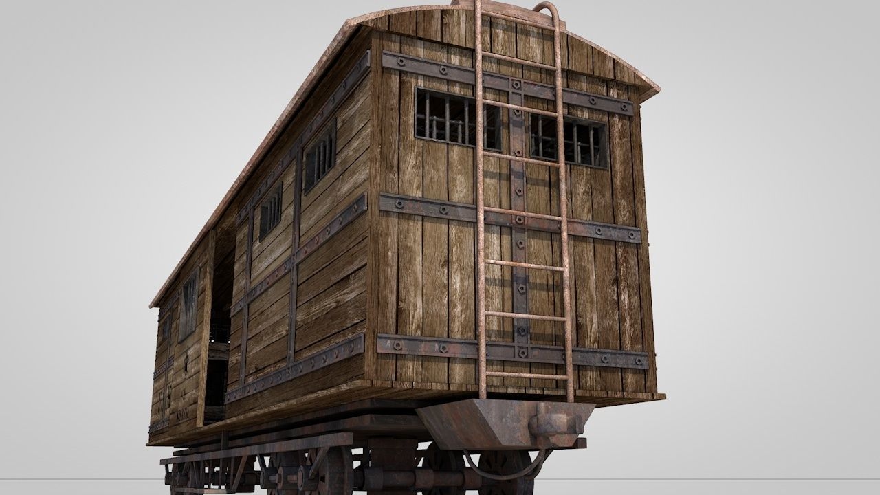 Wild West Prisoner Car 3D model_5