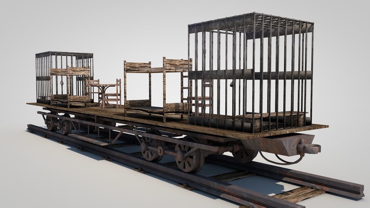 Wild West Prisoner Car 3D model_9