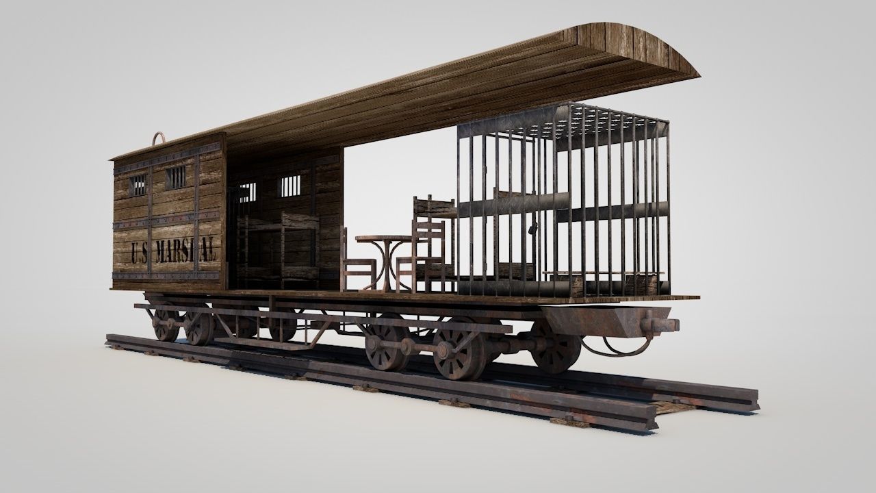 Wild West Prisoner Car 3D model_10