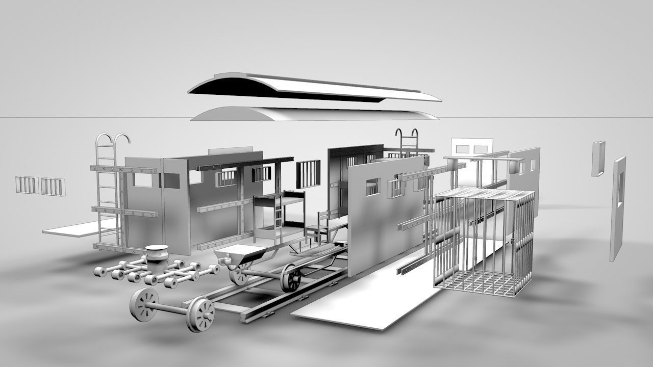 Wild West Prisoner Car 3D model_16