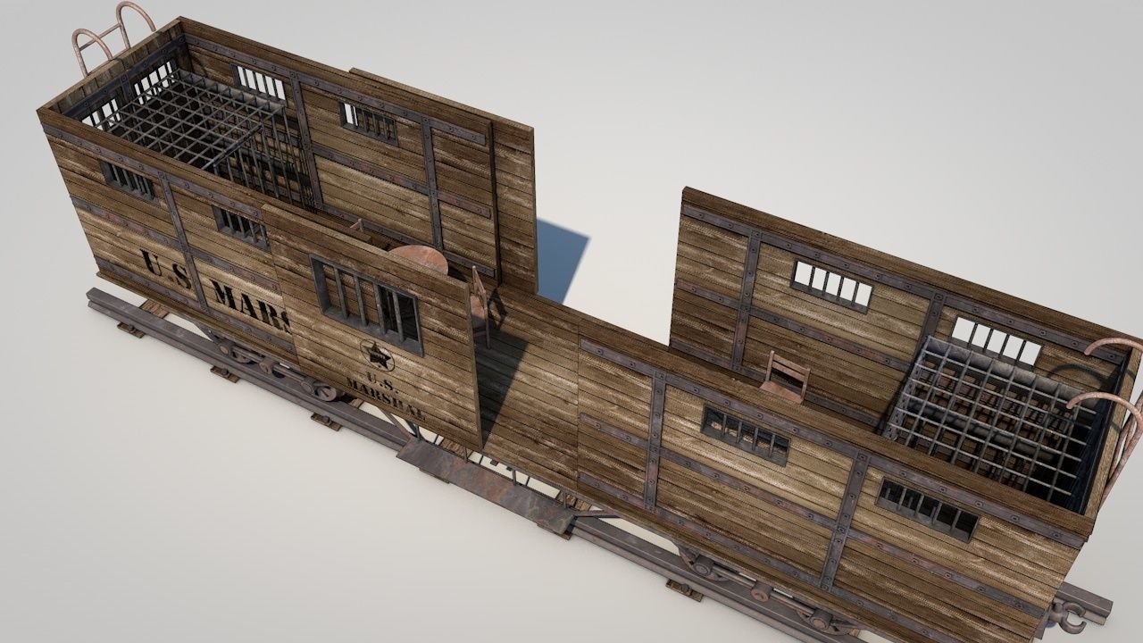 Wild West Prisoner Car 3D model_7