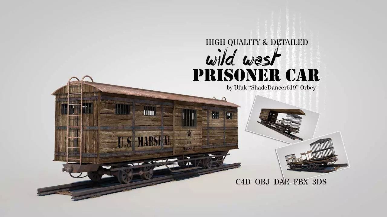 Wild West Prisoner Car 3D model_0