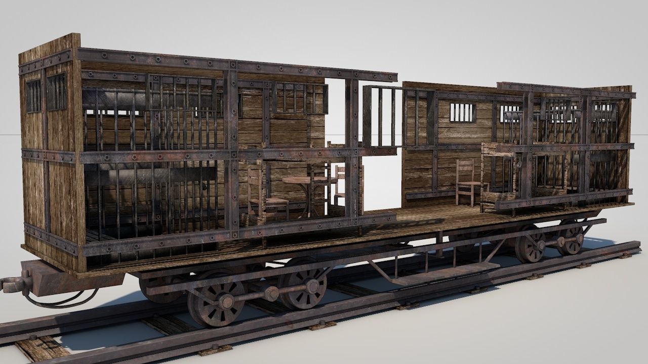 Wild West Prisoner Car 3D model_8