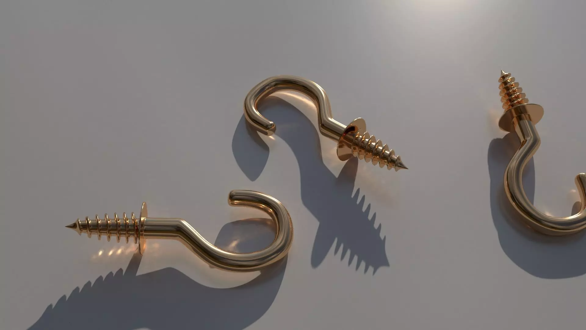 Brass screw hooks Free 3D model_0