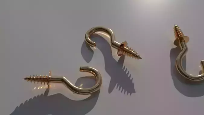 Brass screw hooks Free 3D model