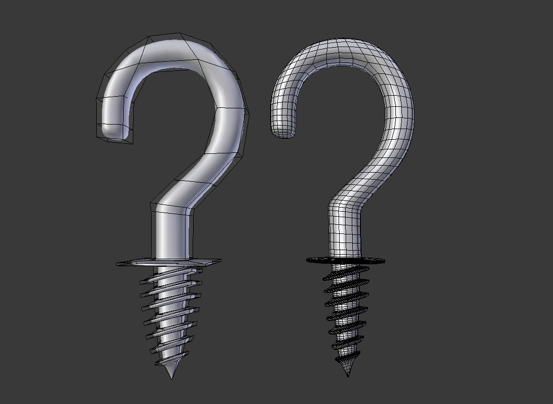 Brass screw hooks Free 3D model_2