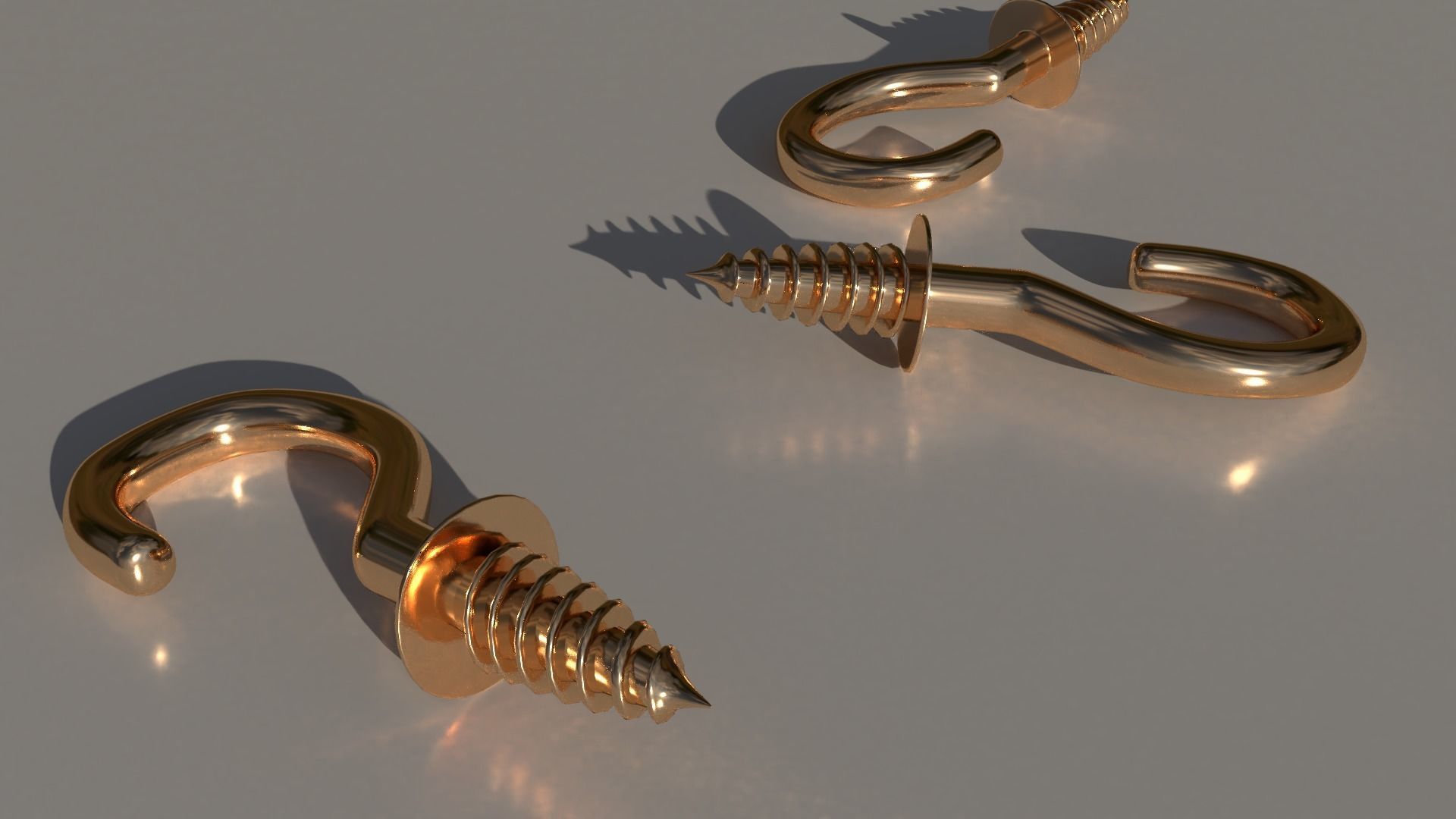 Brass screw hooks Free 3D model_3