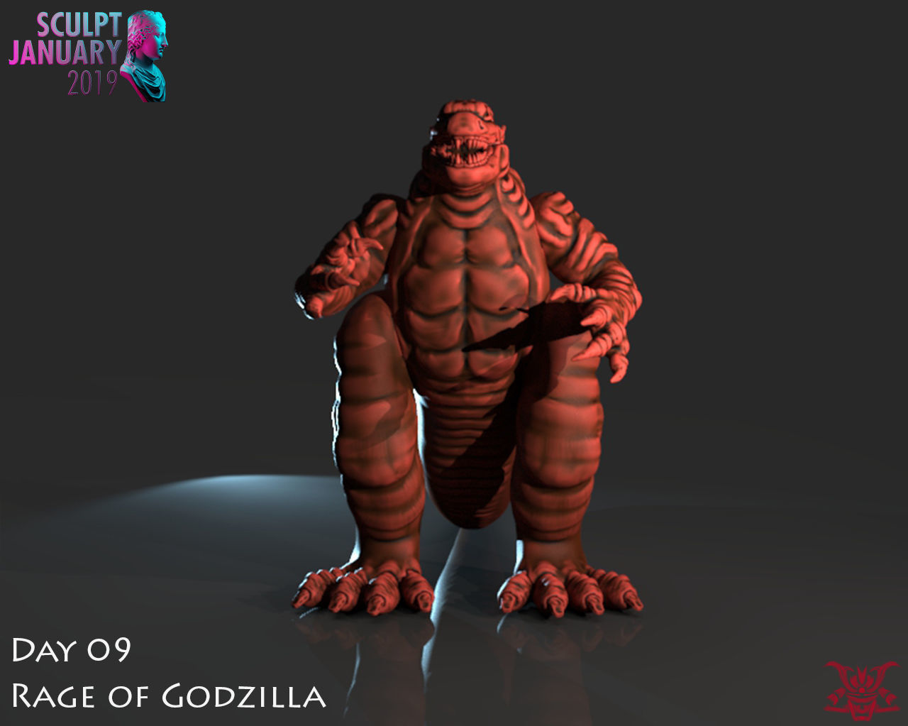 Stylized Godzilla Timelapse and Model 3D print model_6