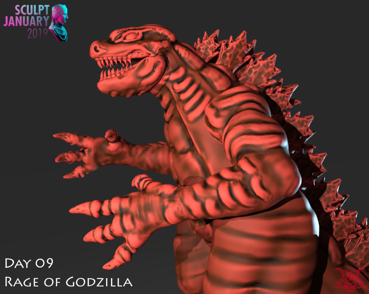 Stylized Godzilla Timelapse and Model 3D print model_7