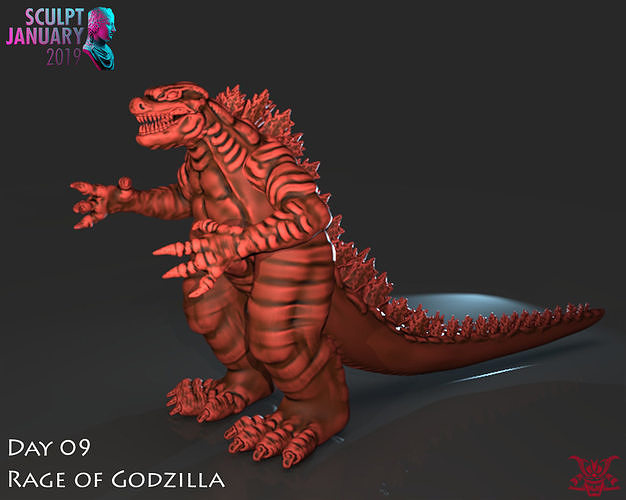 Stylized Godzilla Timelapse and Model 3D print model