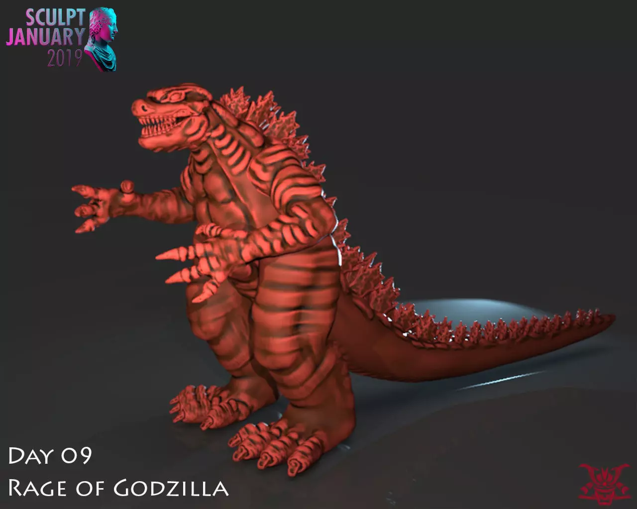 Stylized Godzilla Timelapse and Model 3D print model_0