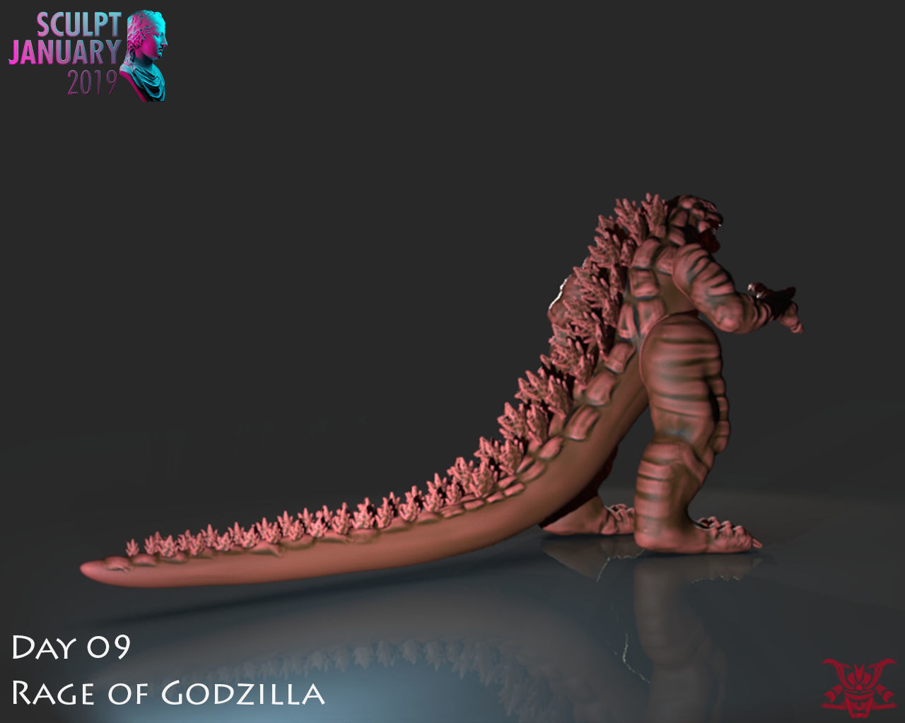 Stylized Godzilla Timelapse and Model 3D print model_3