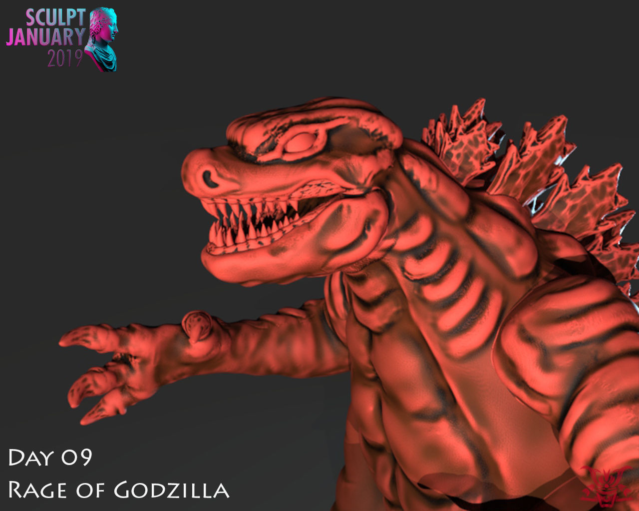 Stylized Godzilla Timelapse and Model 3D print model_8