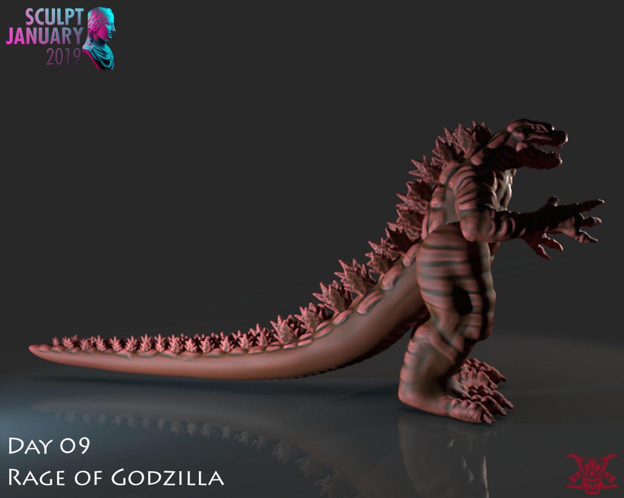 Stylized Godzilla Timelapse and Model 3D print model_4