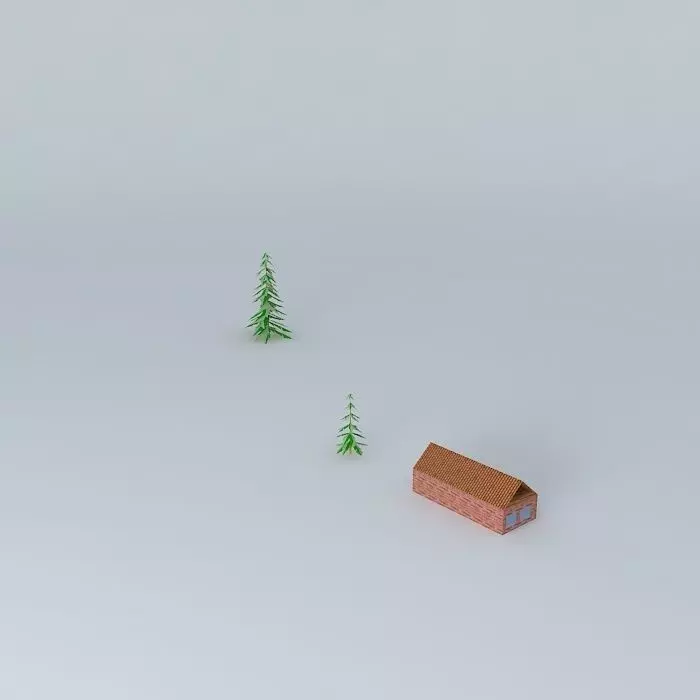 House two pine trees Free 3D model