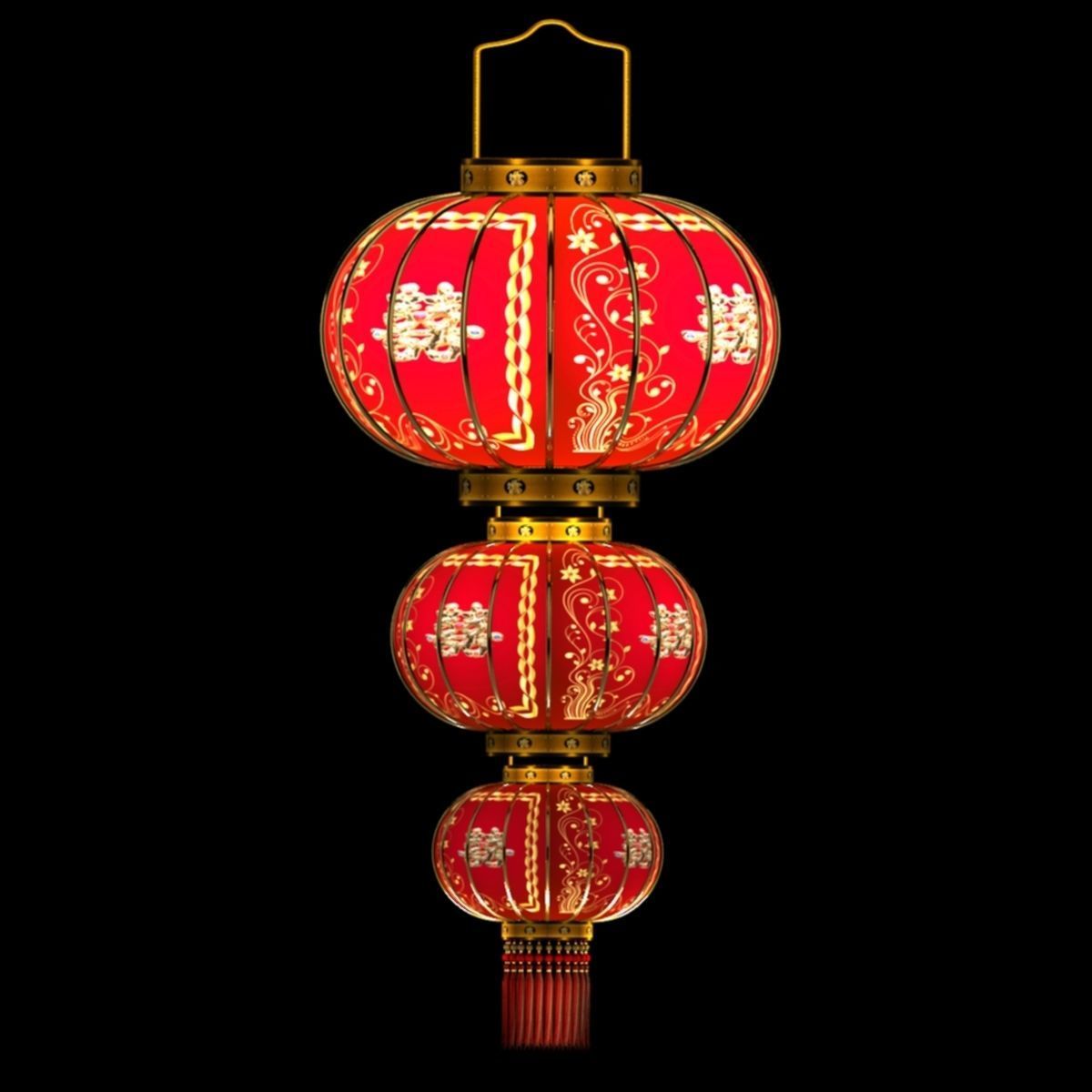 Chinese Red Lantern 3D model_2