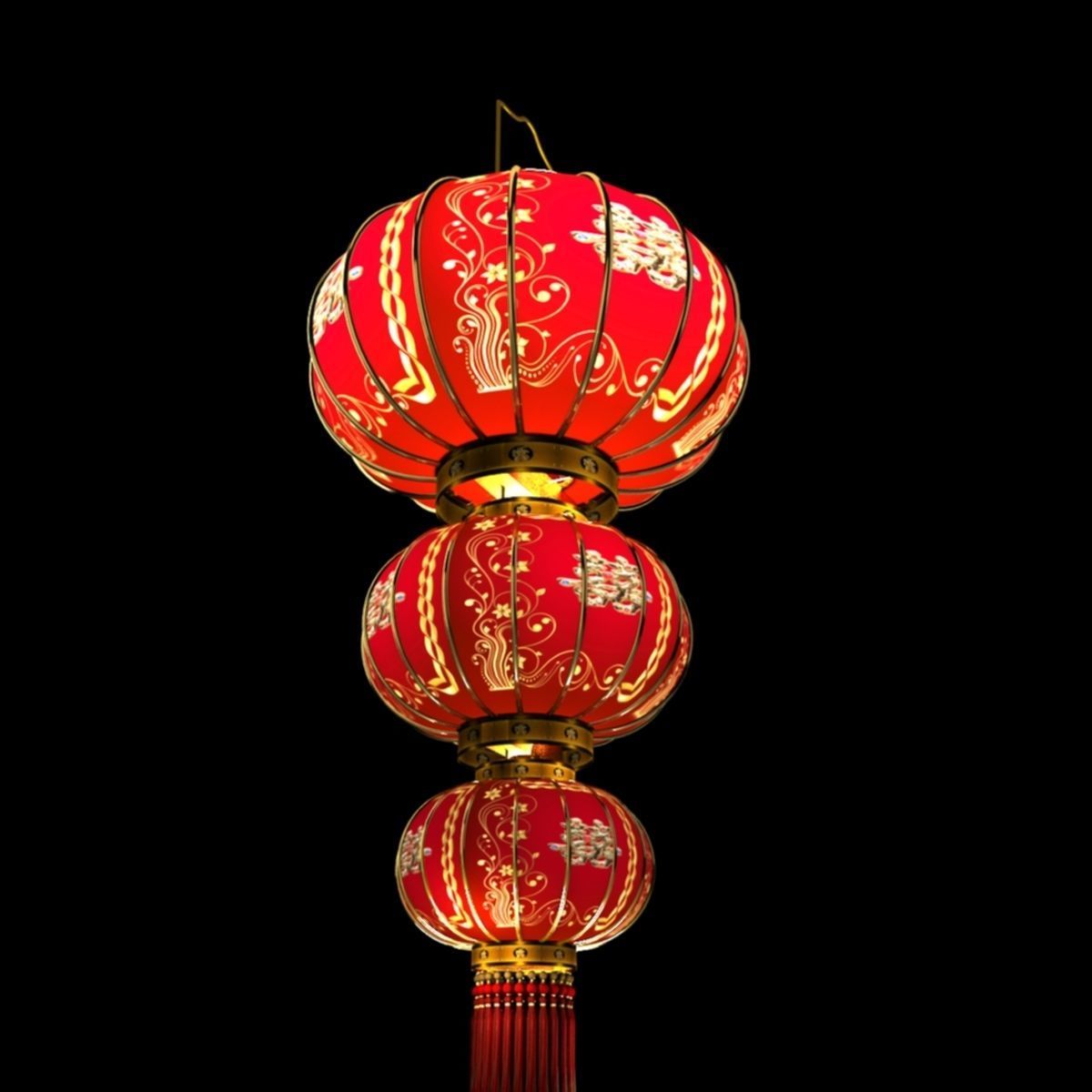 Chinese Red Lantern 3D model_4