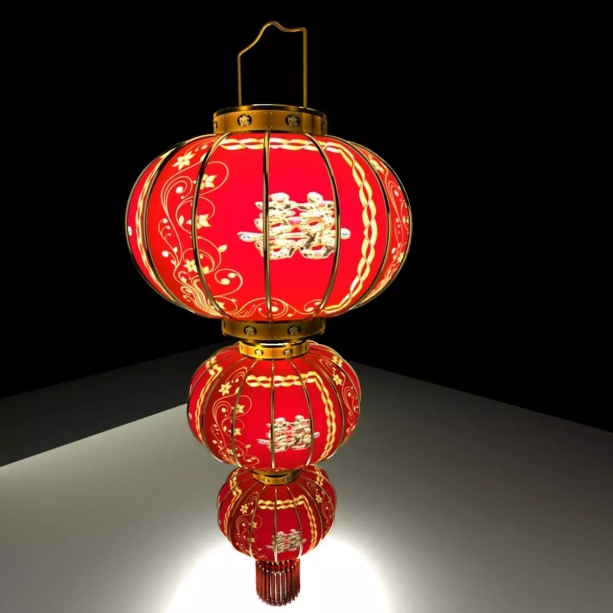 Chinese Red Lantern 3D model_0