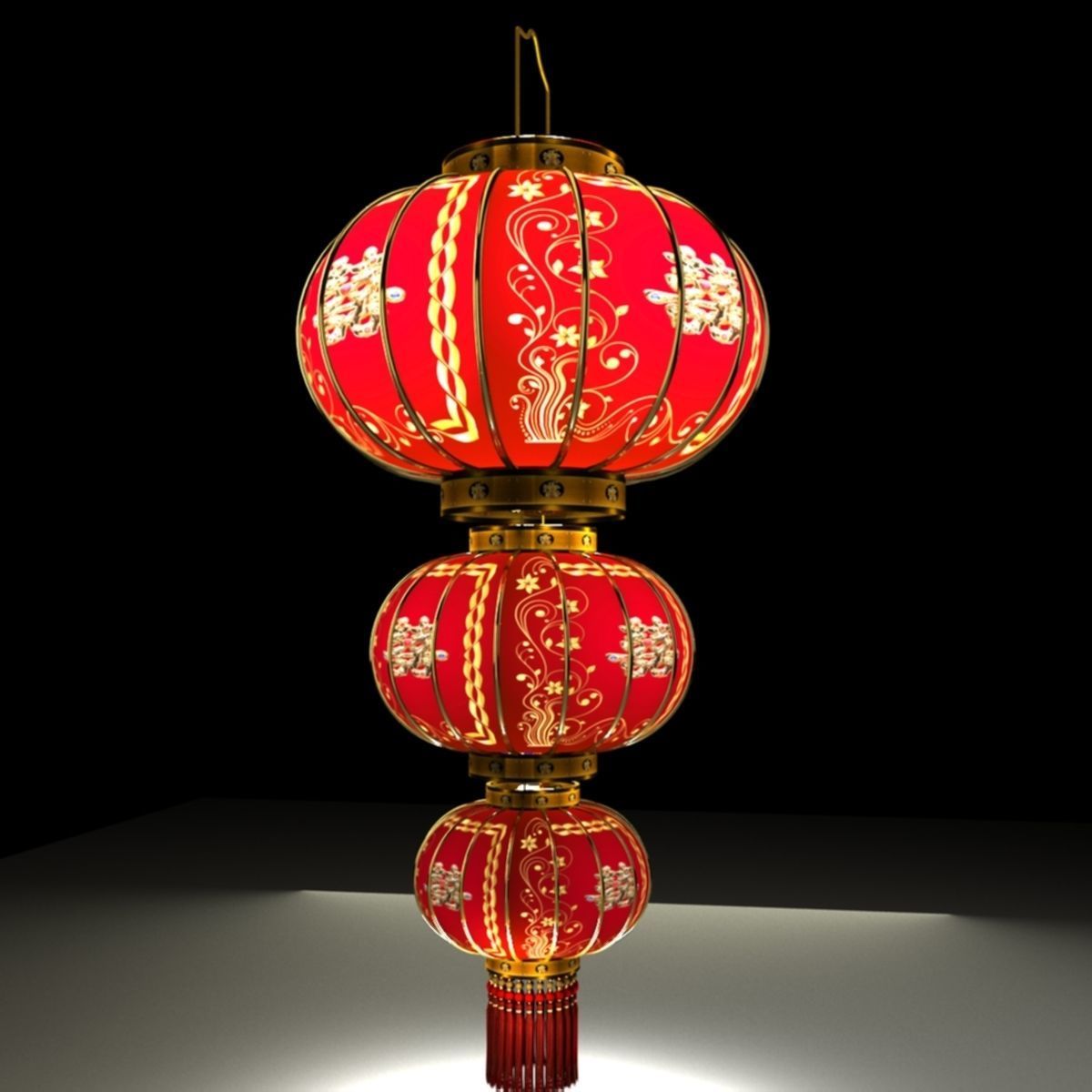Chinese Red Lantern 3D model_1