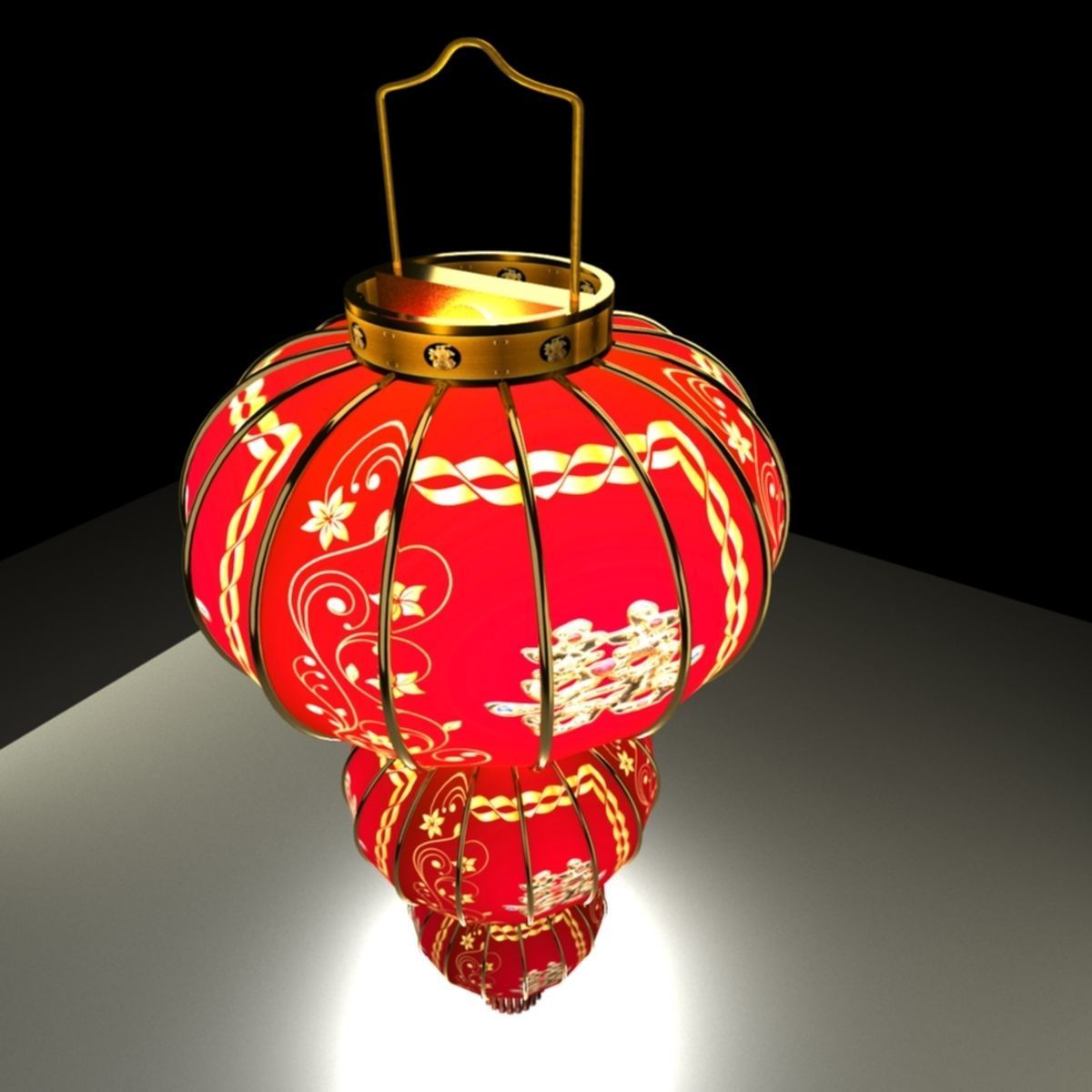 Chinese Red Lantern 3D model_3