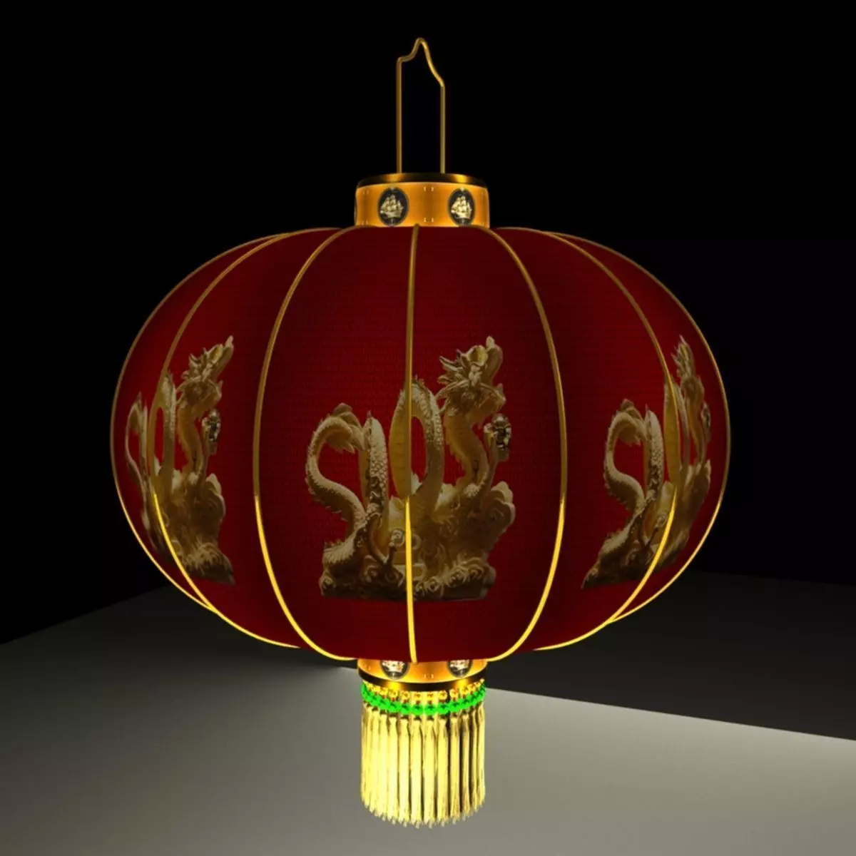Chinese red lantern 3D model_0