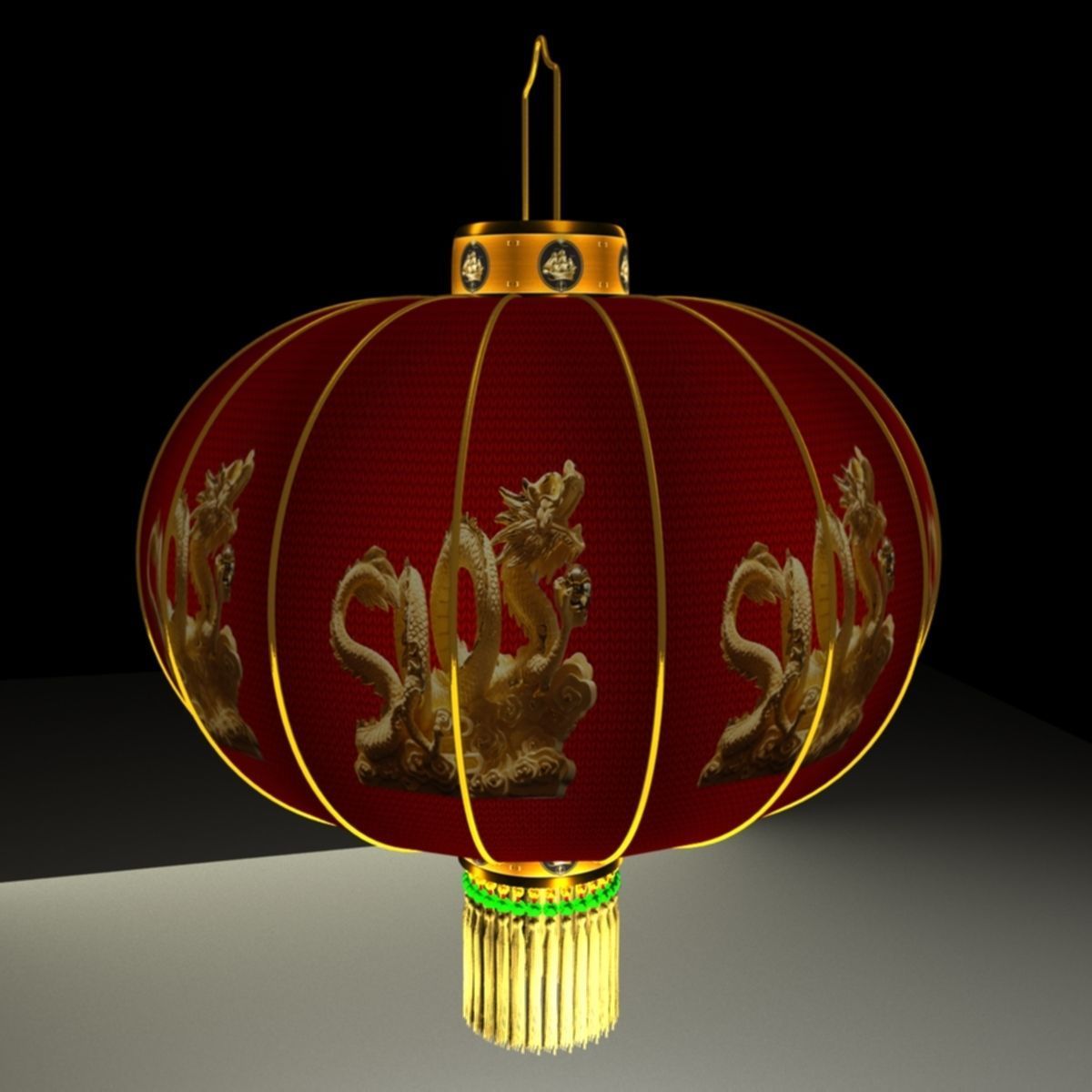 Chinese red lantern 3D model_4