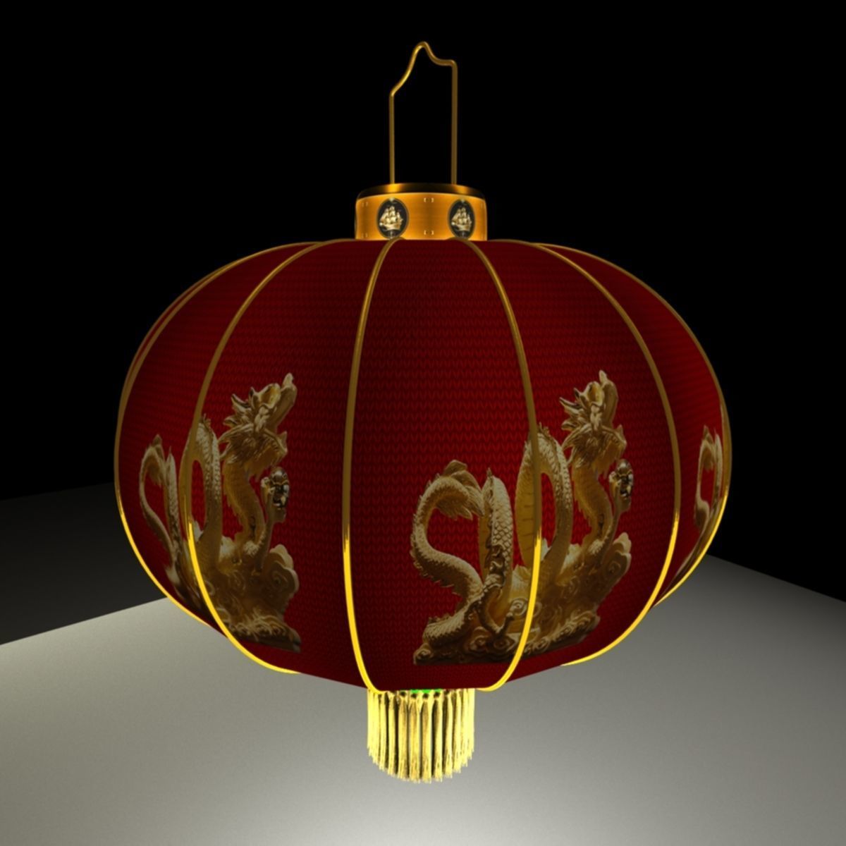 Chinese red lantern 3D model_1