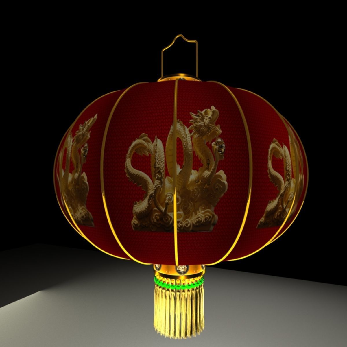 Chinese red lantern 3D model_3