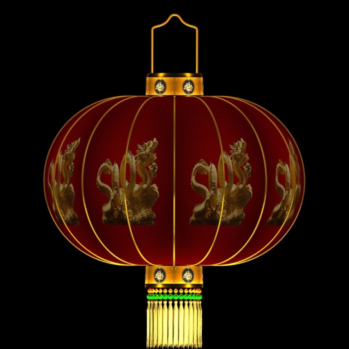 Chinese red lantern 3D model_2