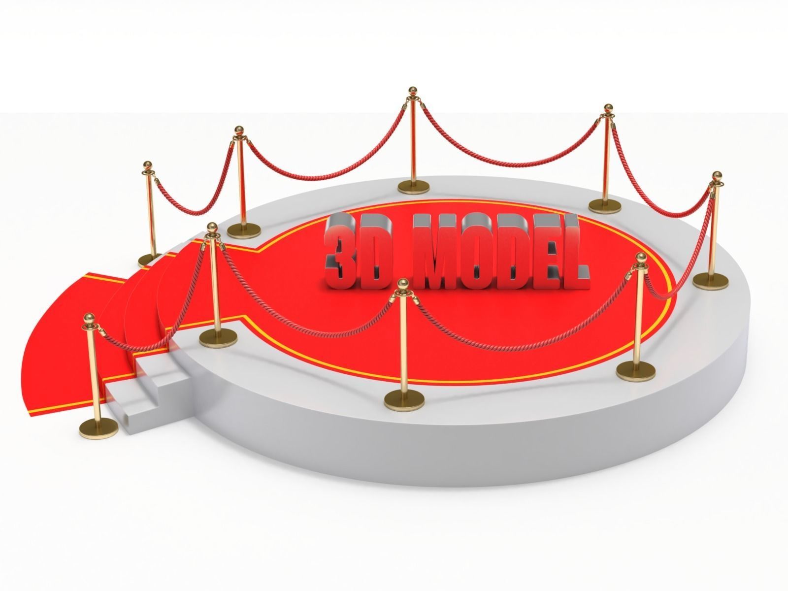 Round stage with red carpet 3D model_6