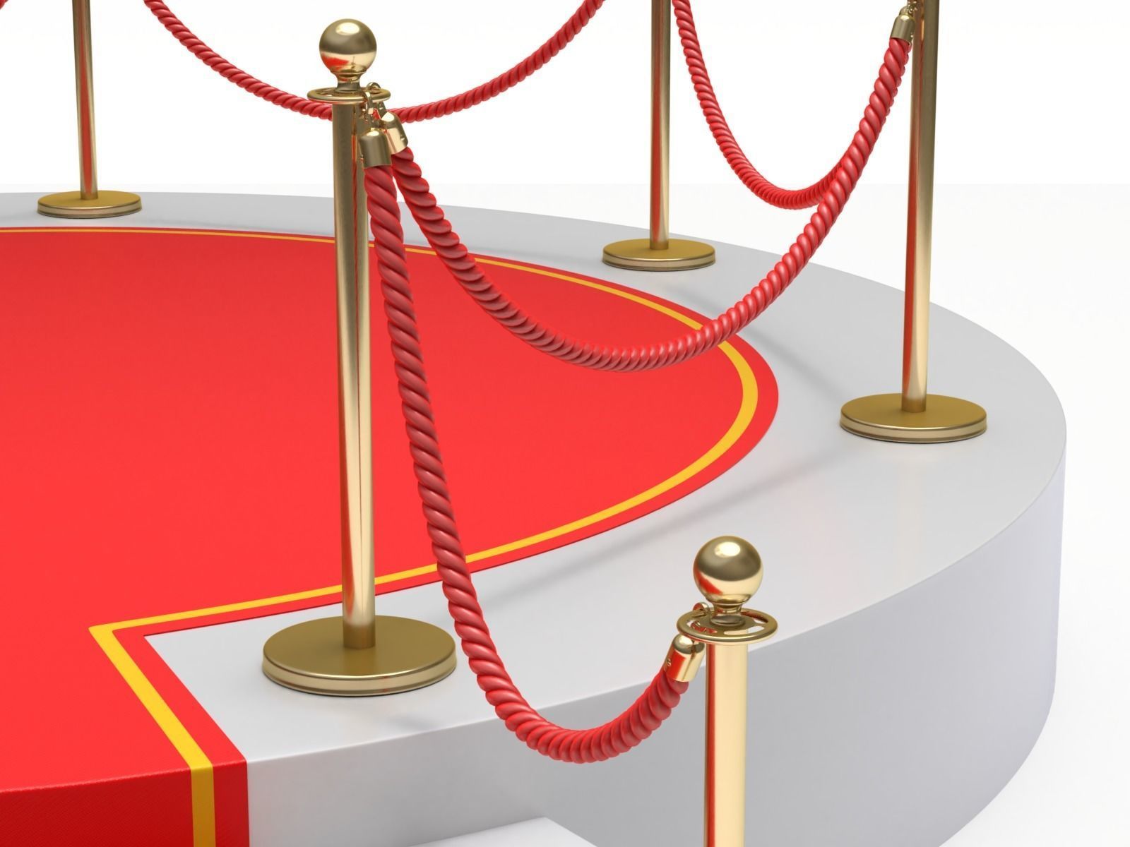 Round stage with red carpet 3D model_2