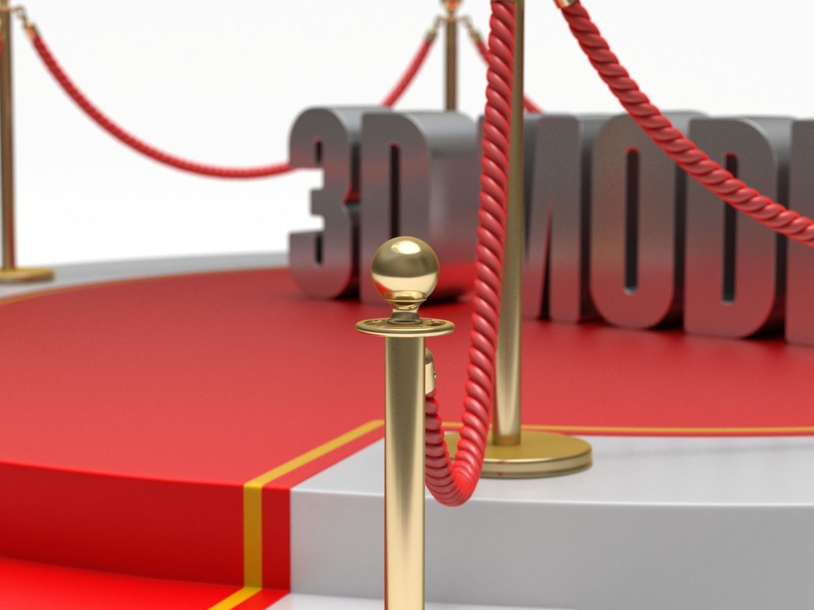 Round stage with red carpet 3D model_7
