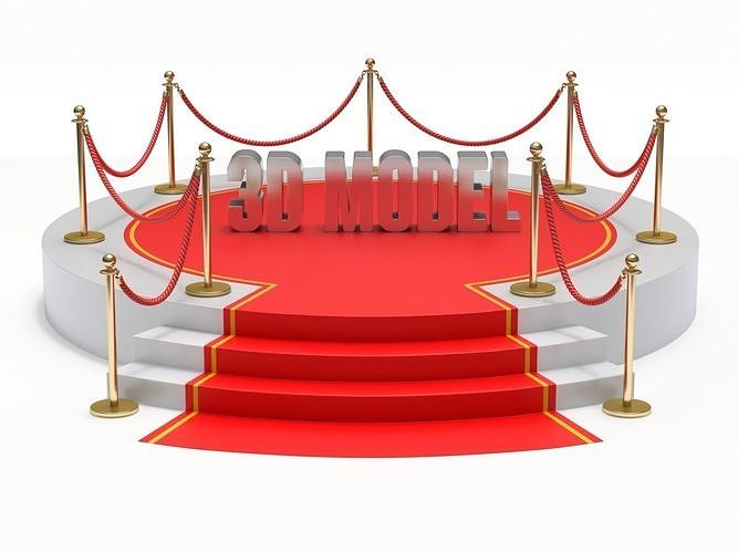 Round stage with red carpet 3D model
