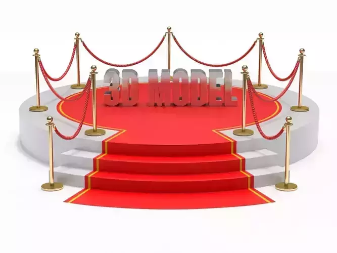 Round stage with red carpet 3D model