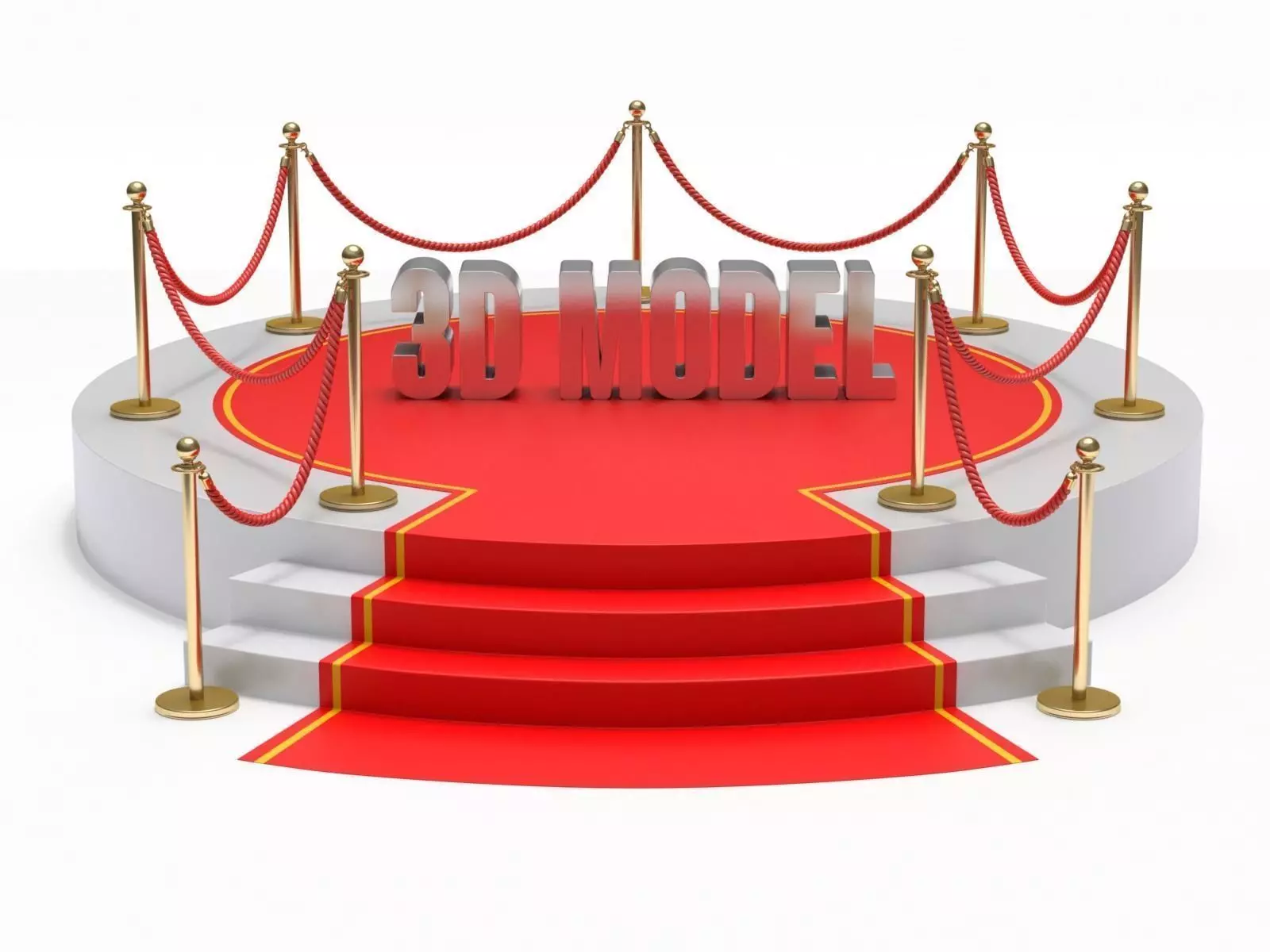Round stage with red carpet 3D model_0