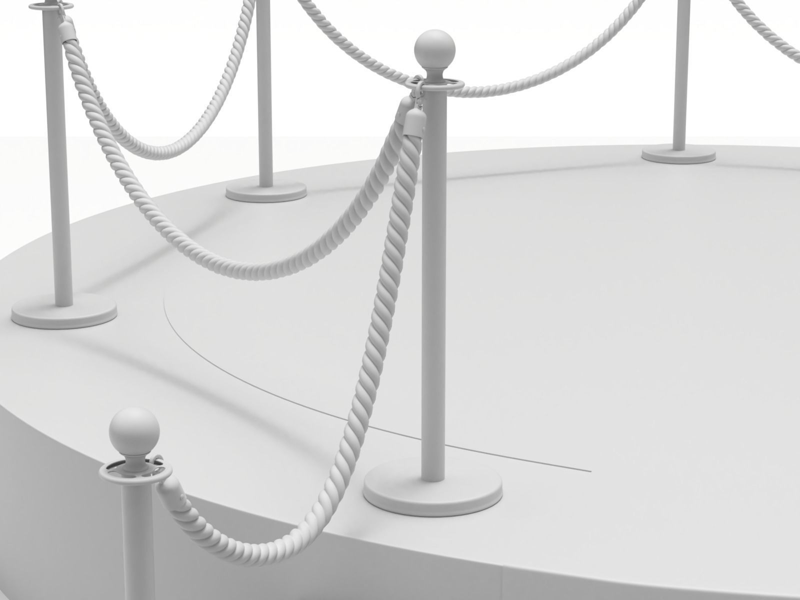 Round stage with red carpet 3D model_9