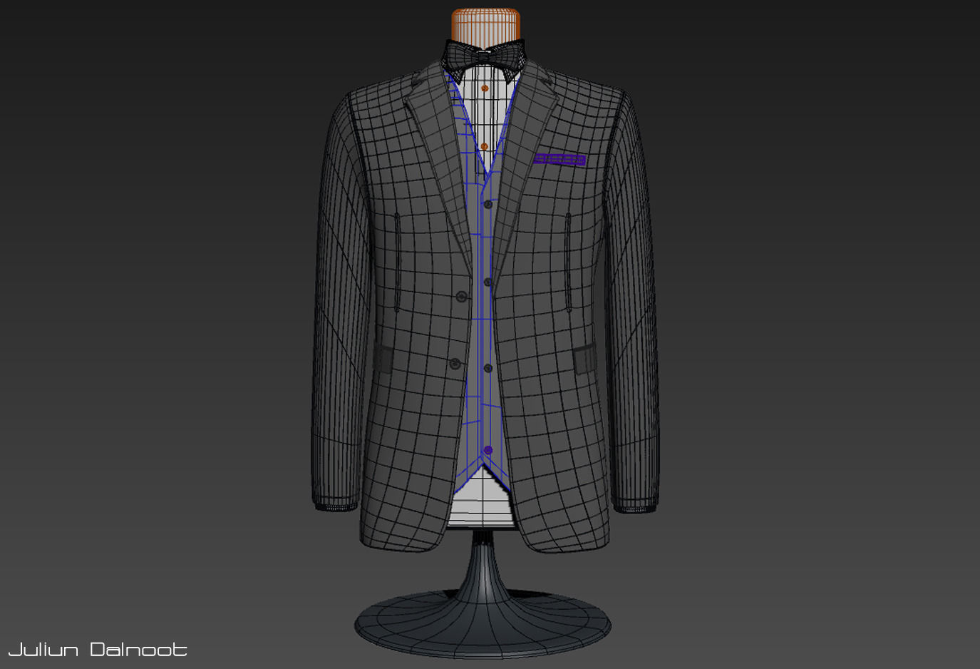 Mannequin suit with bowtie 3D model_5