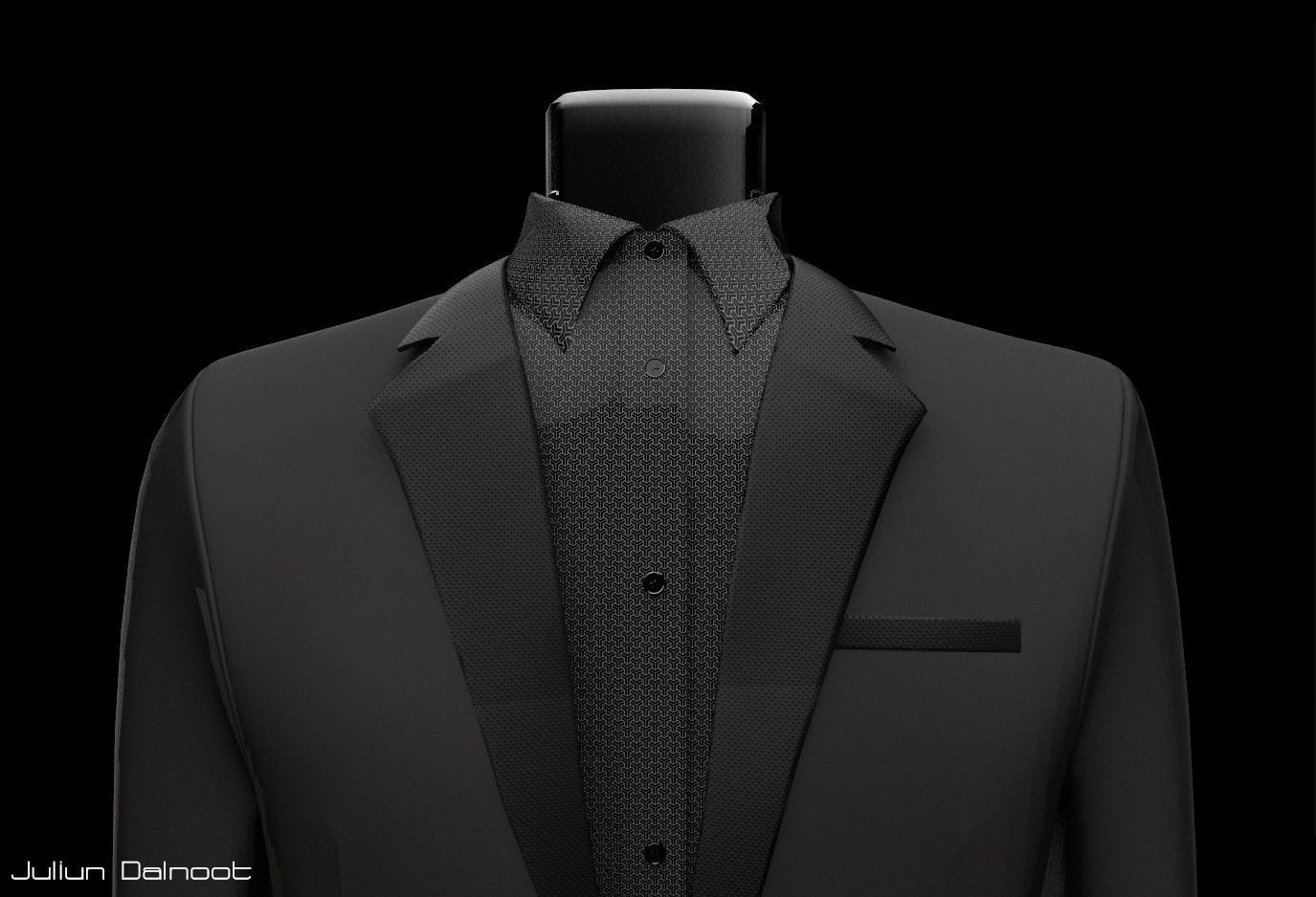 Mannequin suit with bowtie 3D model_1