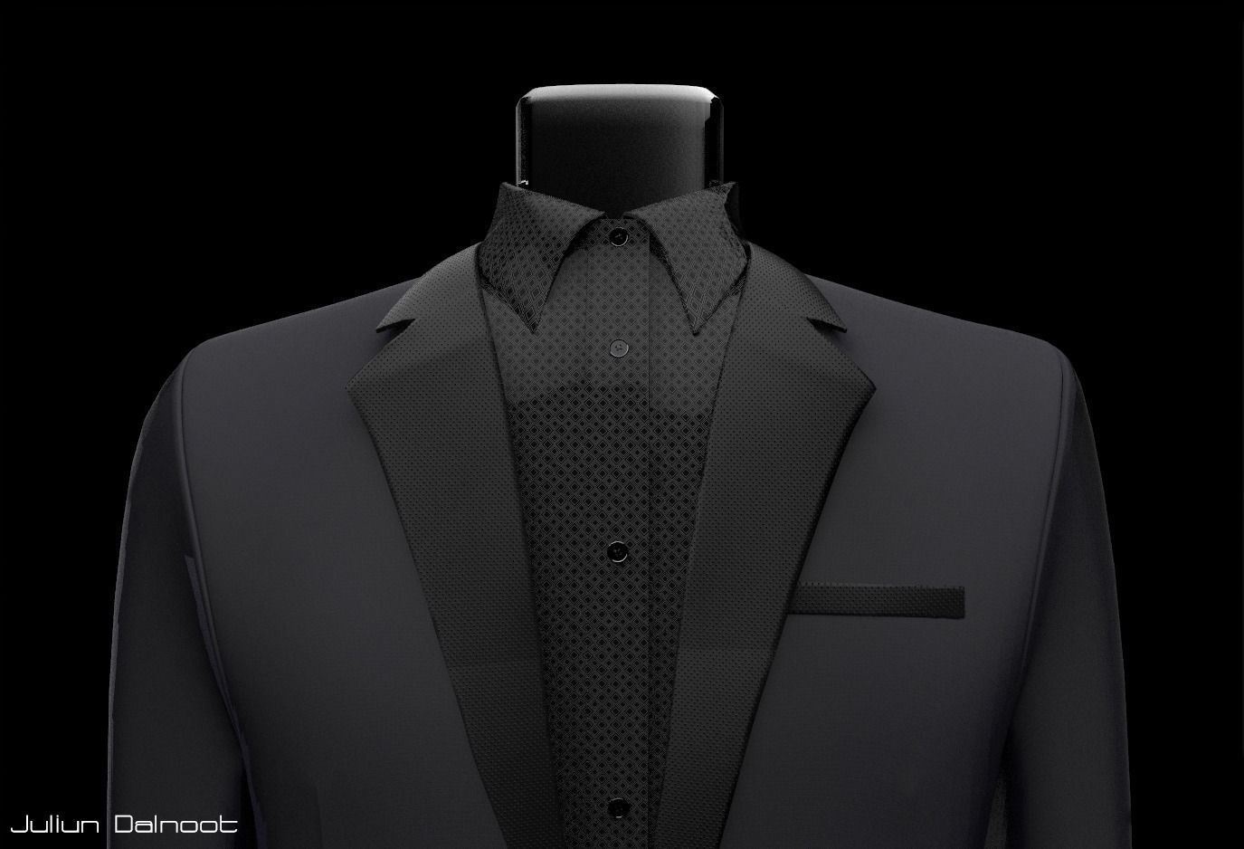 Mannequin suit with bowtie 3D model_2