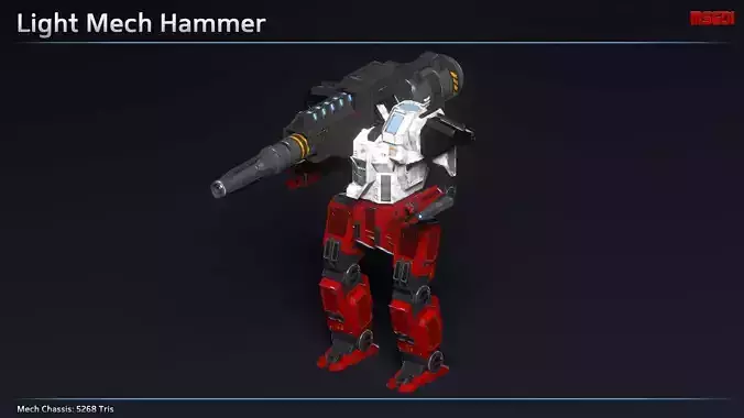 Light Mech Hammer Low-poly 3D model