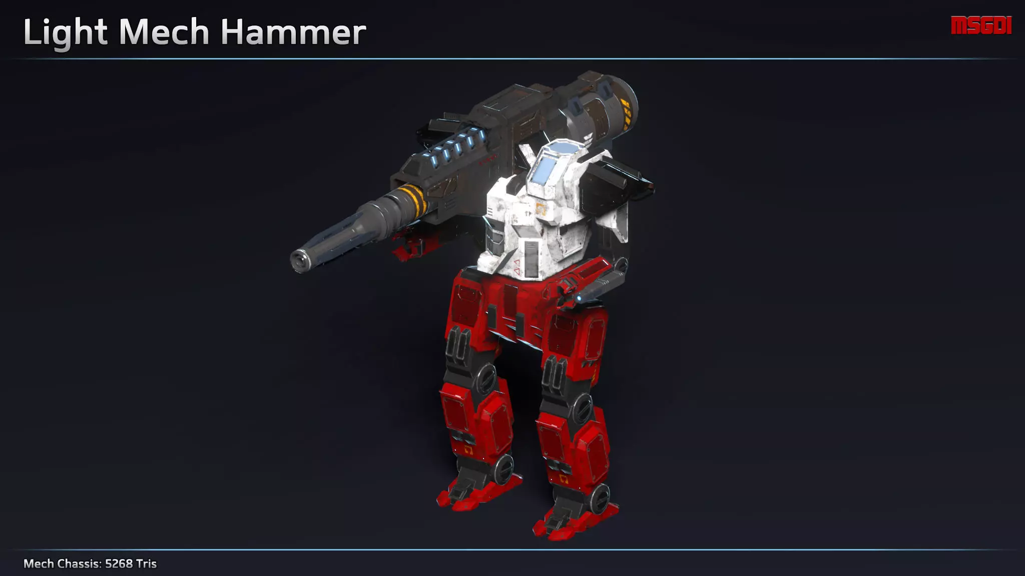 Light Mech Hammer Low-poly 3D model_0