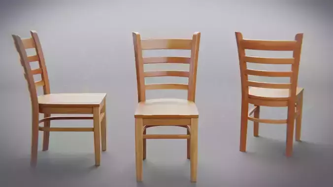 Wooden Chair Low-poly 3D model