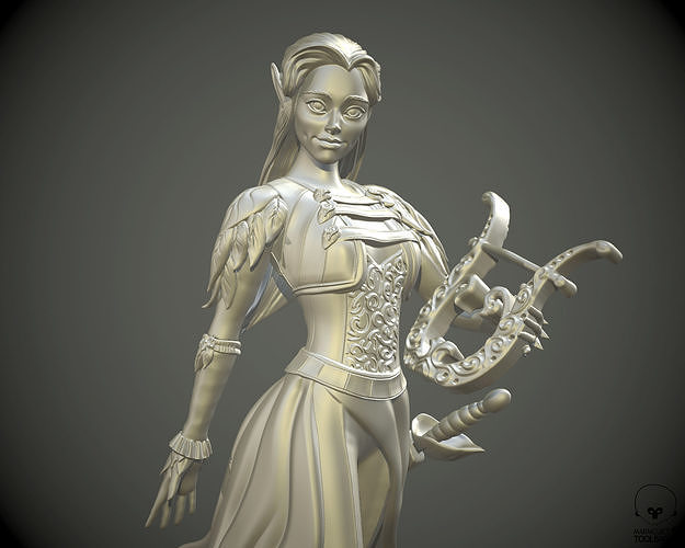 Eladrin Elf women Bard pathfinder  3D print model 3D print model