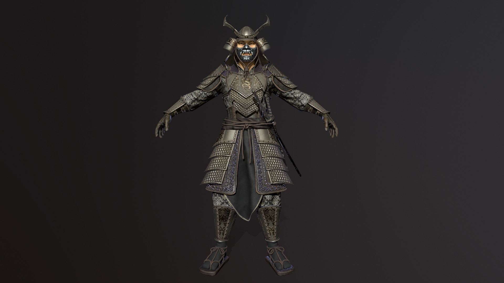 Samurai low-poly models Low-poly 3D model_3