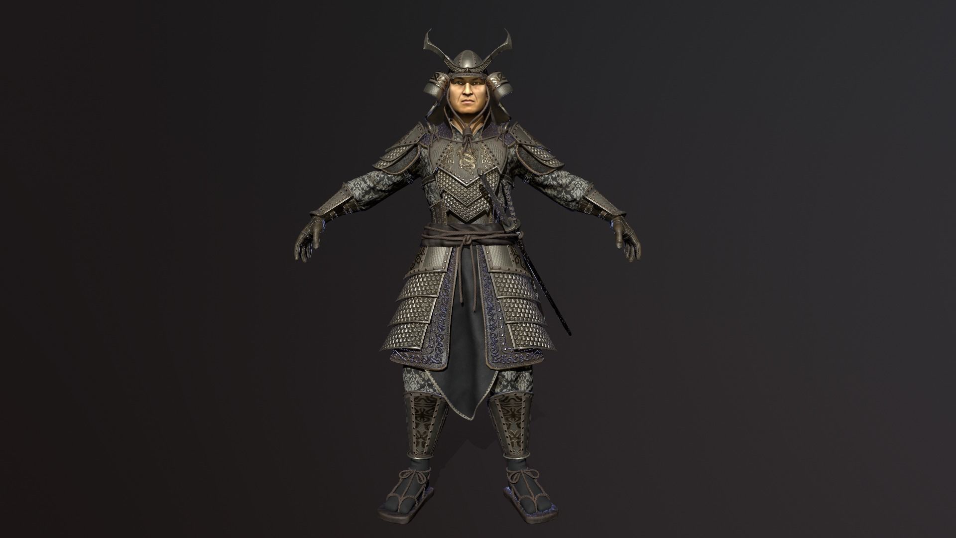 Samurai low-poly models Low-poly 3D model_7