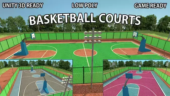 Basketball Court - Low-poly - Game Ready